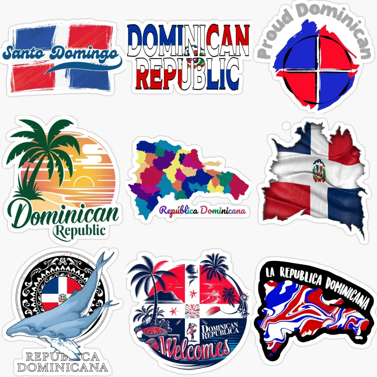 

DOM Dominican Republic Flag Map Emblem Creative Stickers for Car Bicycle Van Helmet Fridge Wall Decoration Accessories