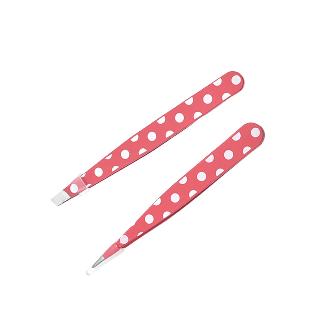 2pcs Stainless Steel Eyebrow Tweezers Slant Tip Portable Hair Removal Tool For Women Makeup Tweezers Eyelash Clip