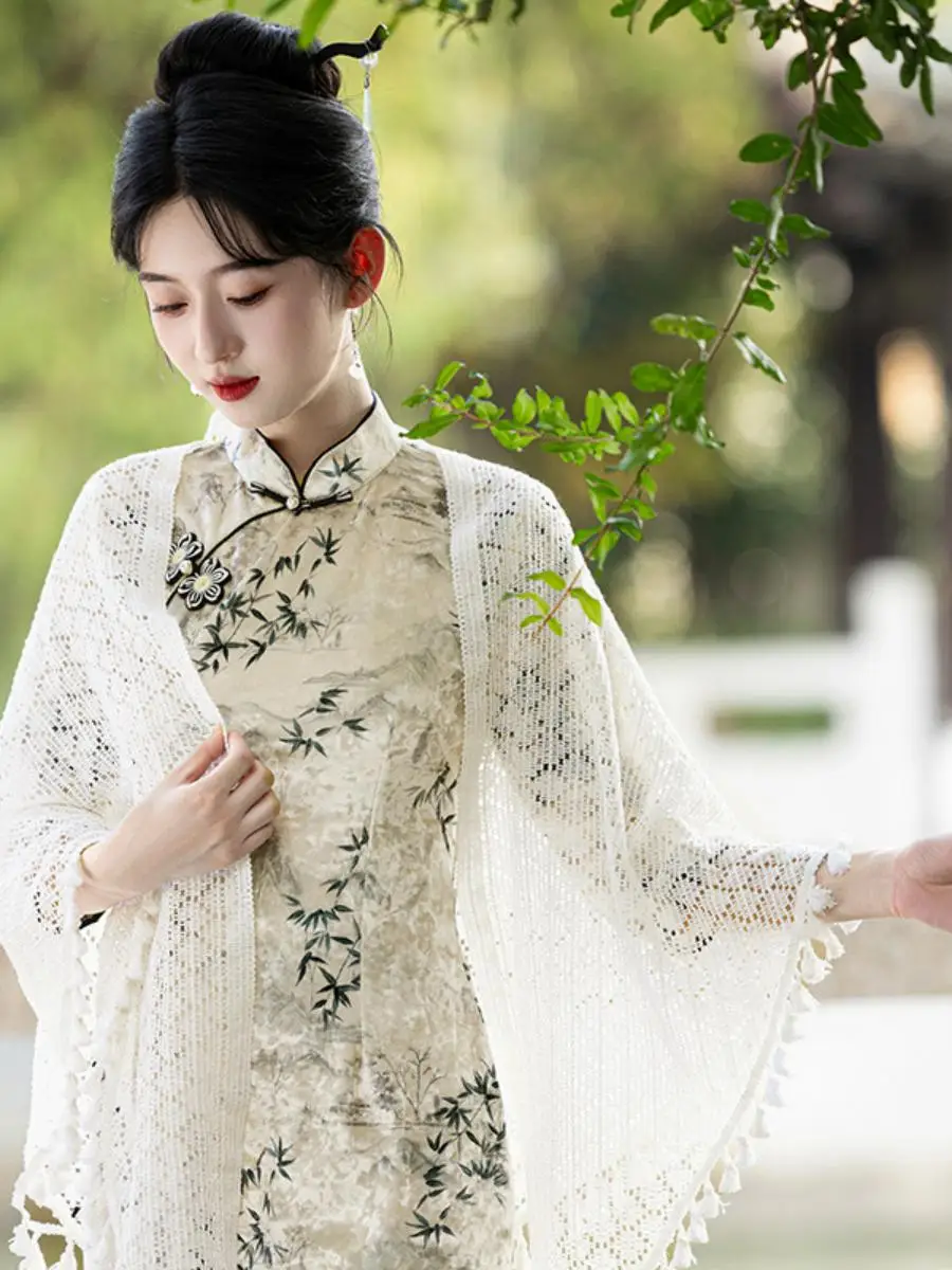 

Ретро-платье из золотистого бархата с китайским принтом «Водяной знак» и бамбуковым узором, новая улучшенная модель для повседневной носки, женская одежда.