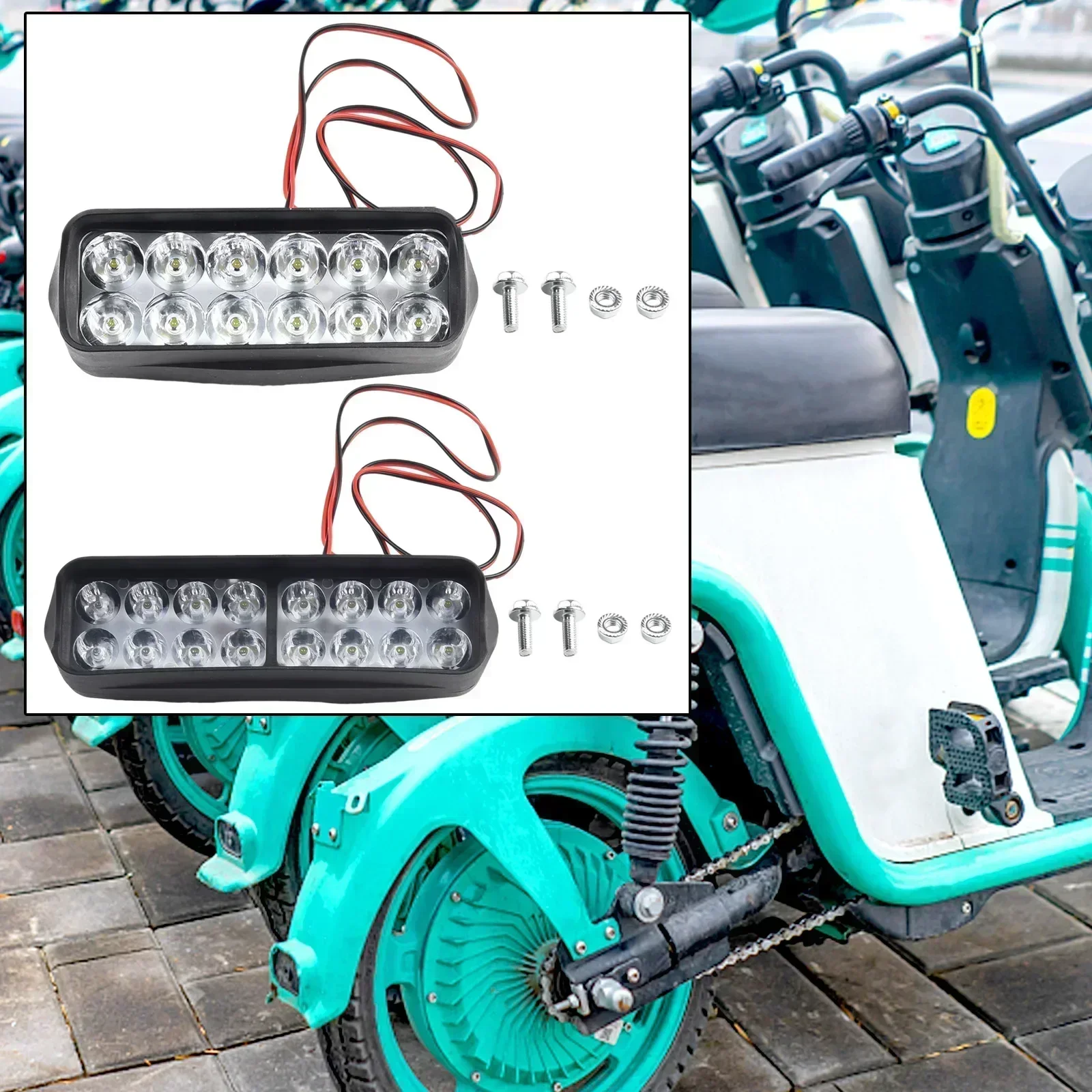 Tricycles Electric Bicycle With Strong 8/12/16 LED Headlights 12-80V 160x50x45mm Escooter Scooter Electric Bike Accessories