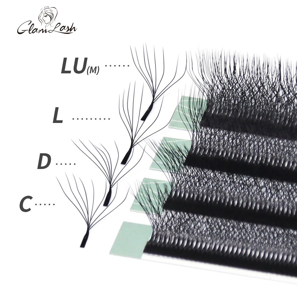 

GLAMLASH 8D-W Shaped Eyelash Extension C/D/L/LU/M Premade Volume Fans Clover W Style Lashes False Mink Soft Easy Faning Natural