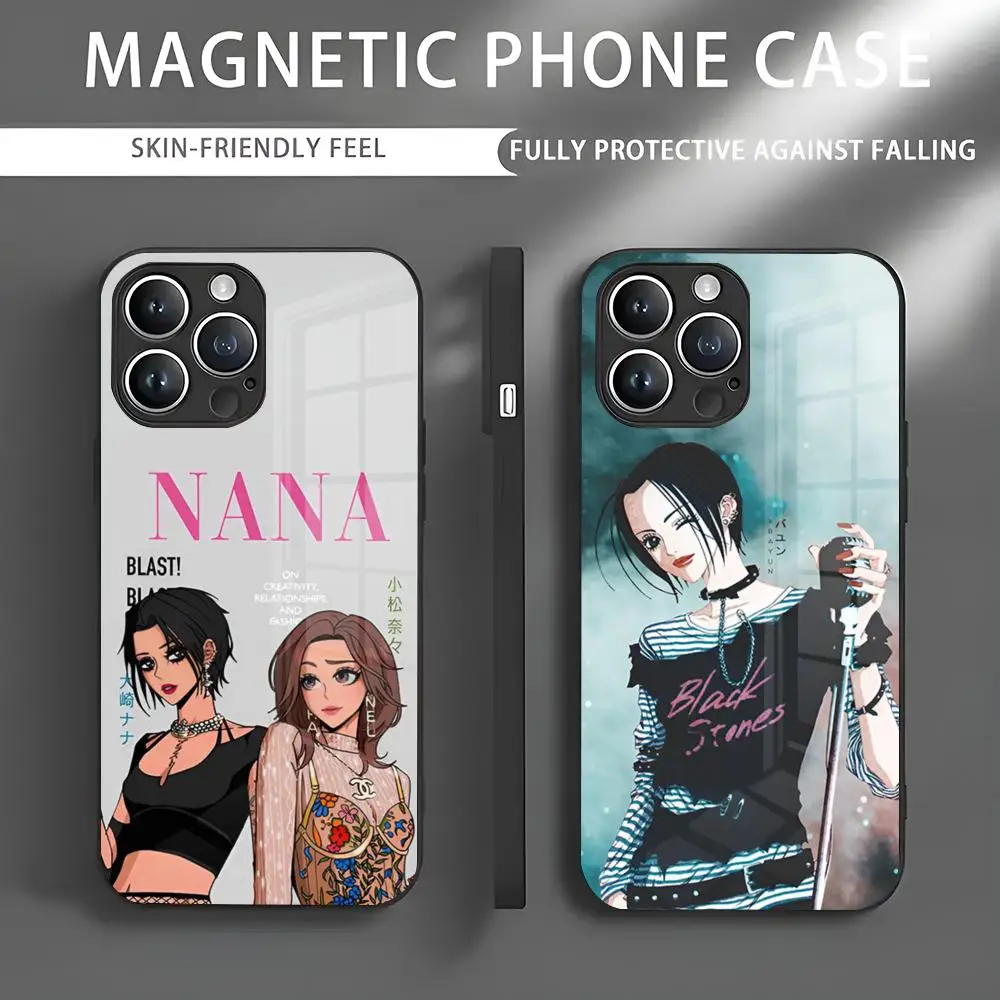 Oosaki Nana Phone Case Iphone 16 Pro Max Case 15 14 13 12 11 X XR XS XSMAX 8 Plus Mini Pro Max Glass Magnetic Phone Case