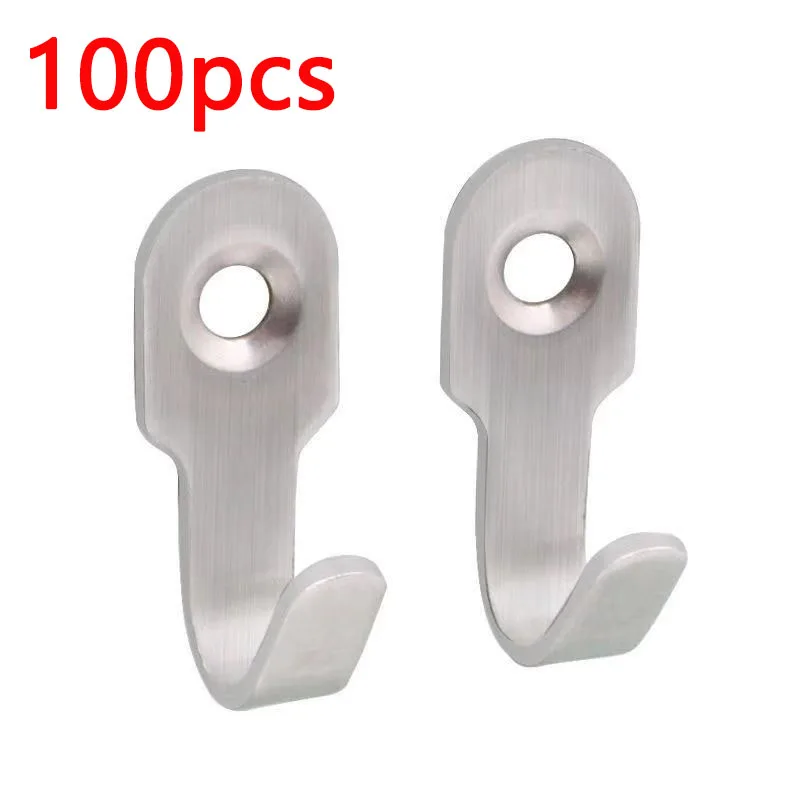 100PCS Wholesale Small Metal Hook With screws Stainless Steel Hook Hanging Hardware J-Shaped Hooks For Wall Bathroom Kitchen