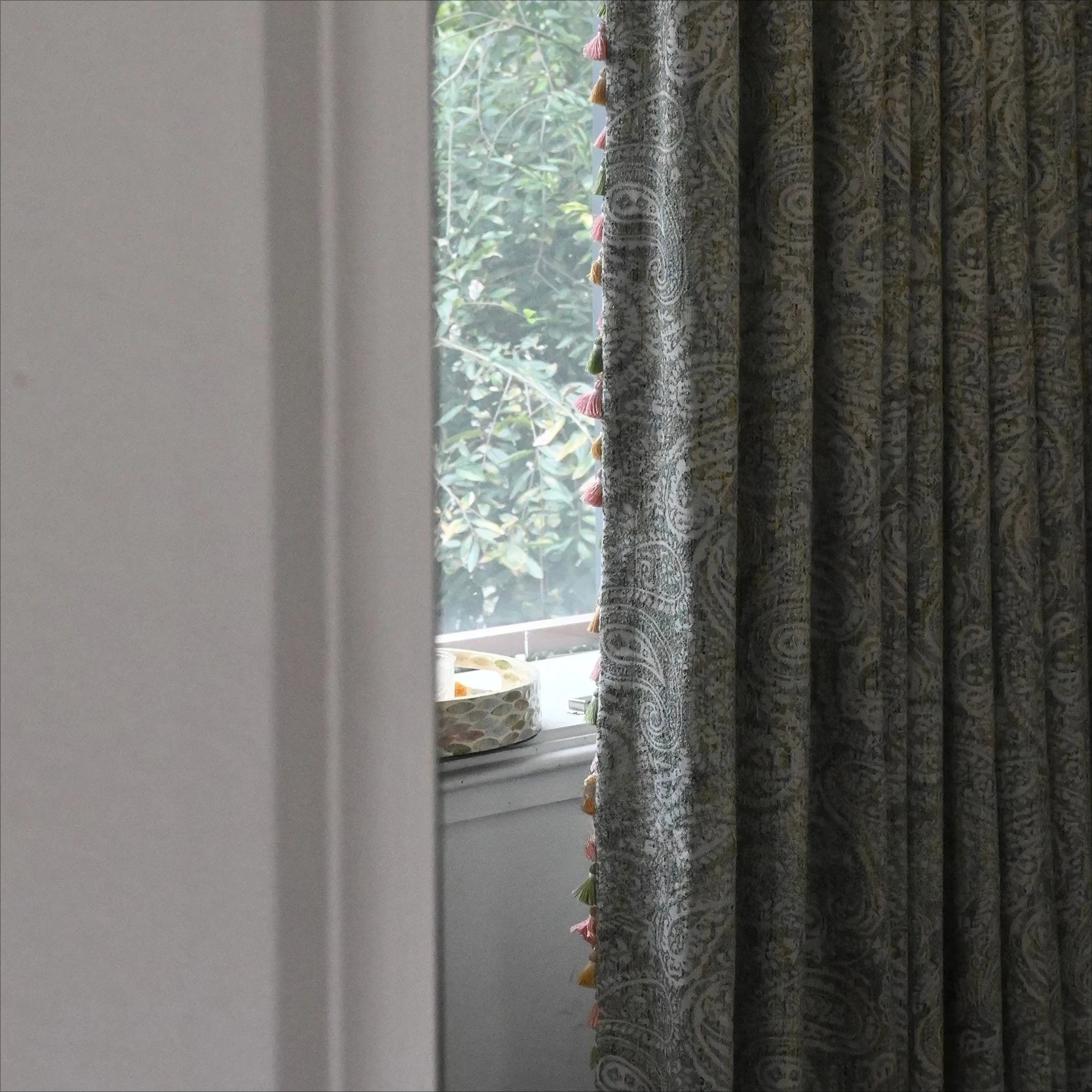 Vintage Paisley Green Jacquard Thickened Blackout Curtains for Living Room Bedroom French Window Partition Curtain Balcony