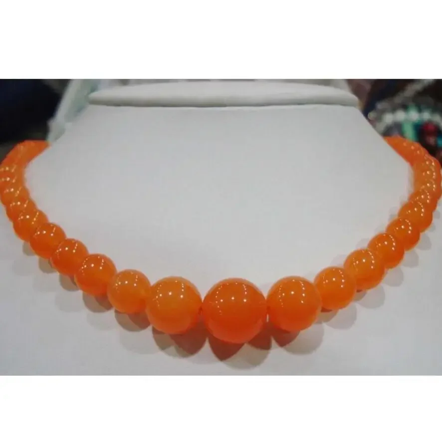 

6-14MM SIBERIAN JADE TOPAZ TONE BEAD NECKLACE 17"