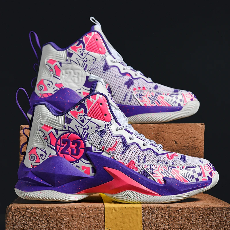 

Men Basketball Shoes Flat High-top Non Slip Professional Sports Training Court Sneakers Outdoor Competition Basketball Boots