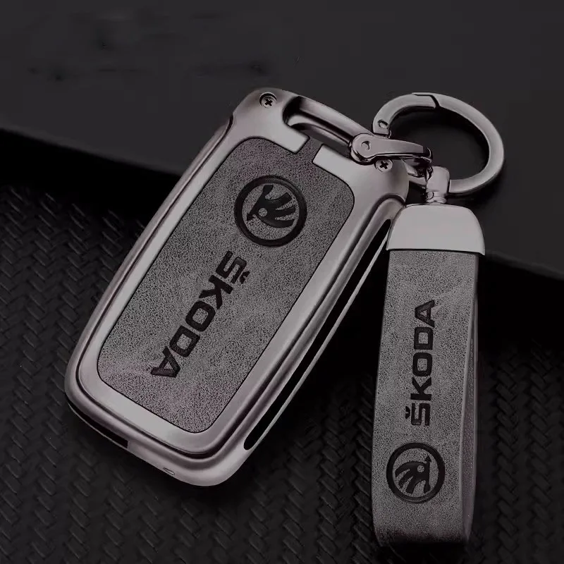 

Leather Car Flip Remote Key Fob Case Cover Protector Holder Shell For Skoda Octavia A5 A7 Fabia Superb Kodiaq Karoq Accessories