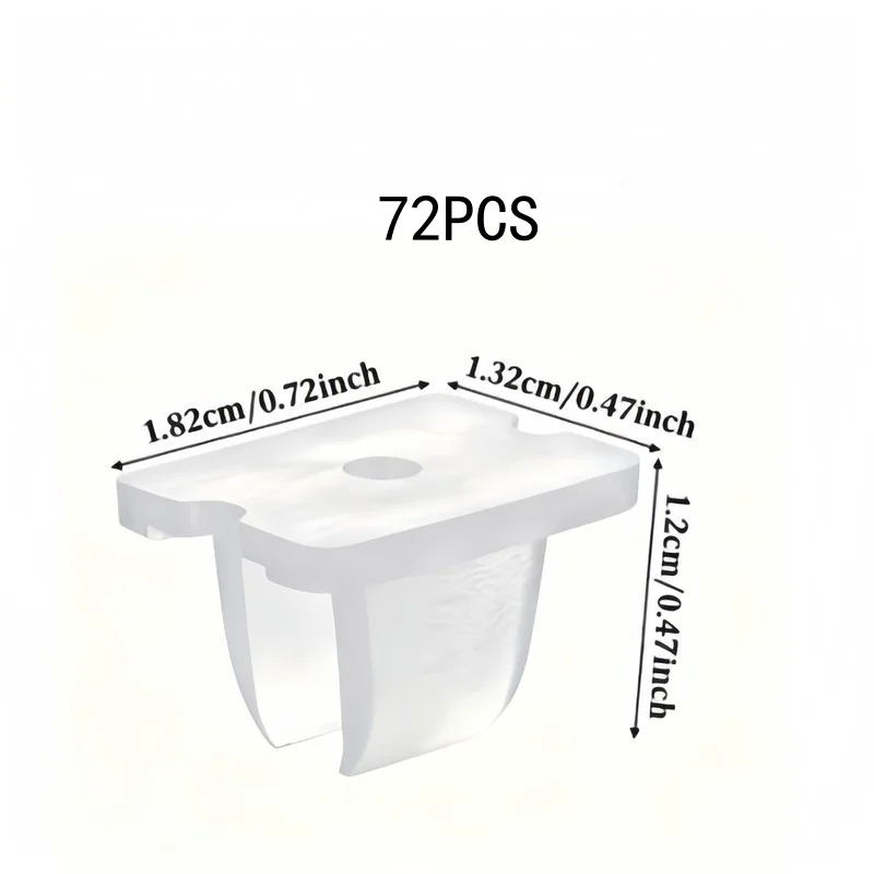 Pack of 72 LED Strip Mounting Clips, Transparent Adhesive, for Cabinet and Living Room Lighting, Easy Install, Reusable