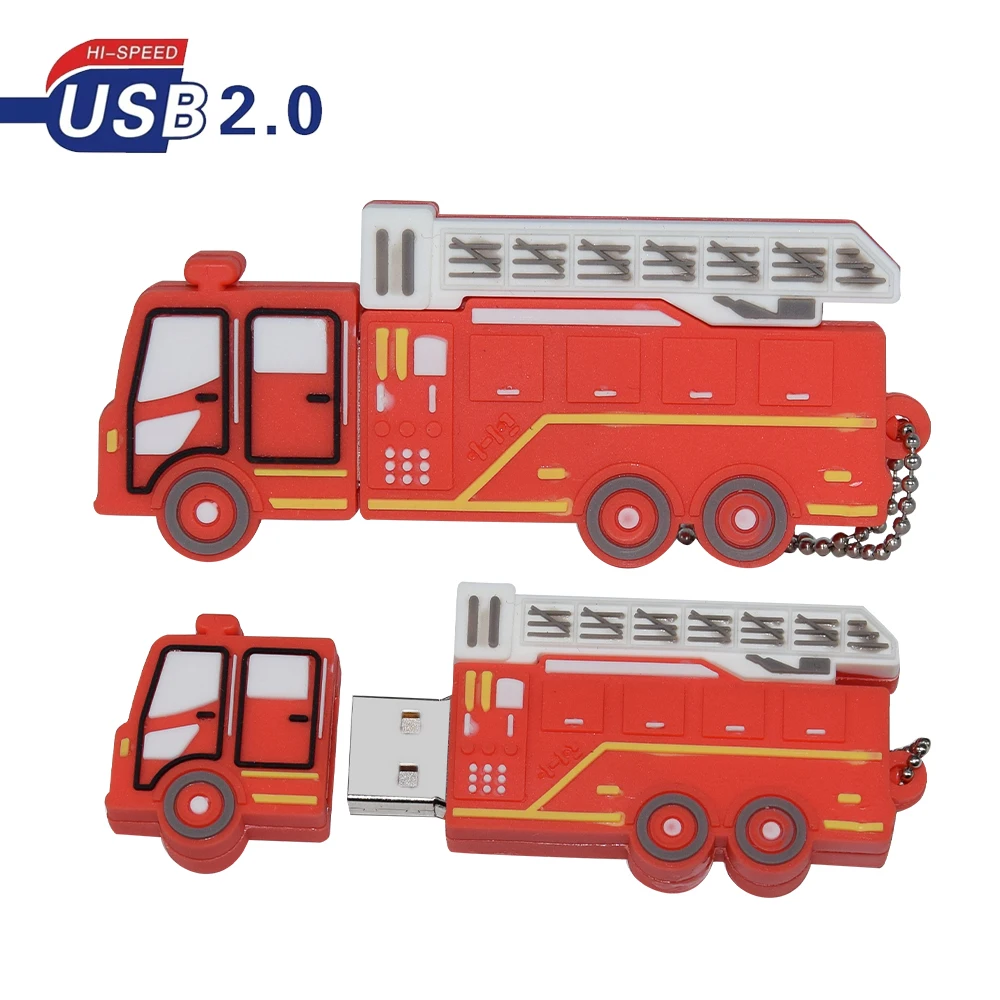 Cartoon Brandweerman Brandblusser Pendrive Brandweerwagen 128Gb Pen Drive Usb Flash Drive 16Gb 32Gb 64Gb Geheugen Cle Usb Stick Disk