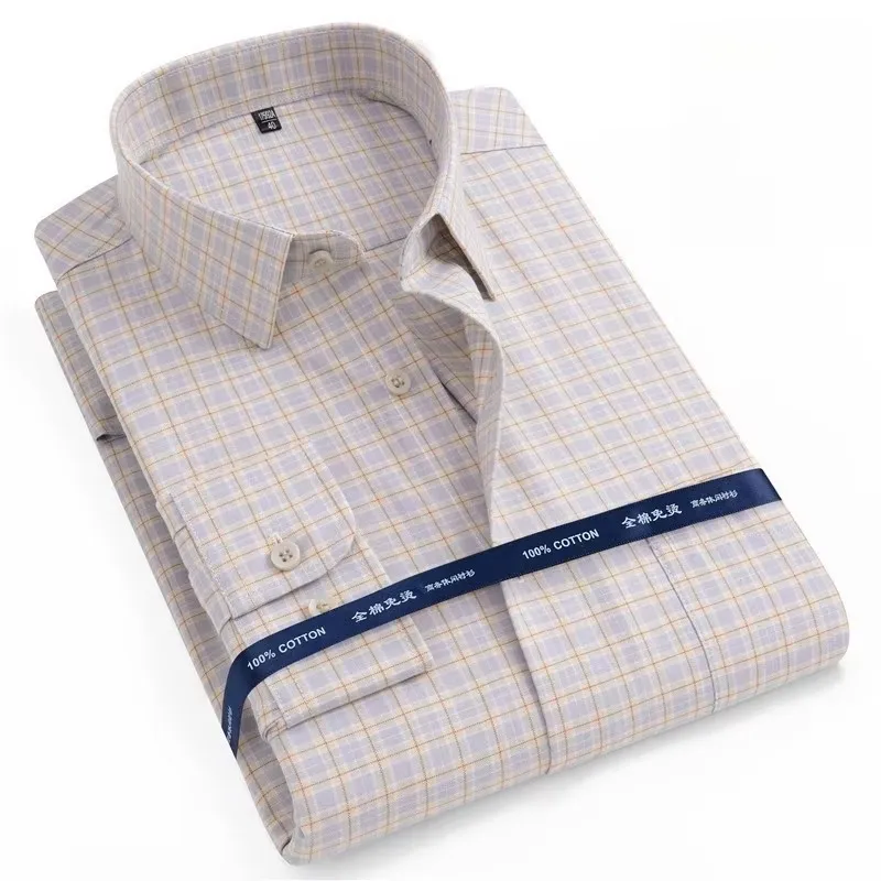New 100% Pure Cotton Shirts Oxford Men Solid Color Shirt Long Sleeve Regular Fit Men Pocket Casual Male Shirt Men Clothing
