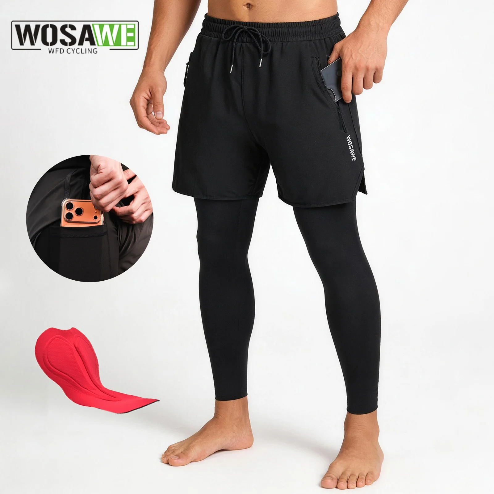 

WOSAWE Cycling Pants Padded Men Spring/Summer Biking Clothing Bike Riding Pants Tights Road Bike Mountain Trousers