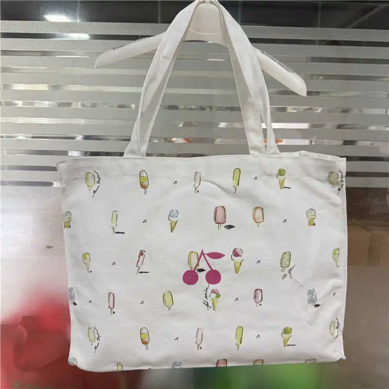 

BP Cavans Bag Shoulder Handbag Folding Eco-Friendly Cotton Tote Bags Red Cherry Ice cream BP Bag