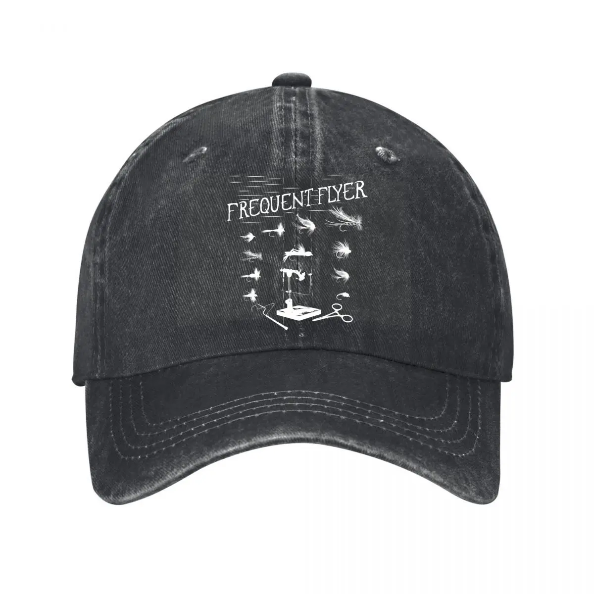 Fly Fishing Fly Tying Flies And Tools Illustration New Vintage Washed Cotton Baseball Cap Sun Hats