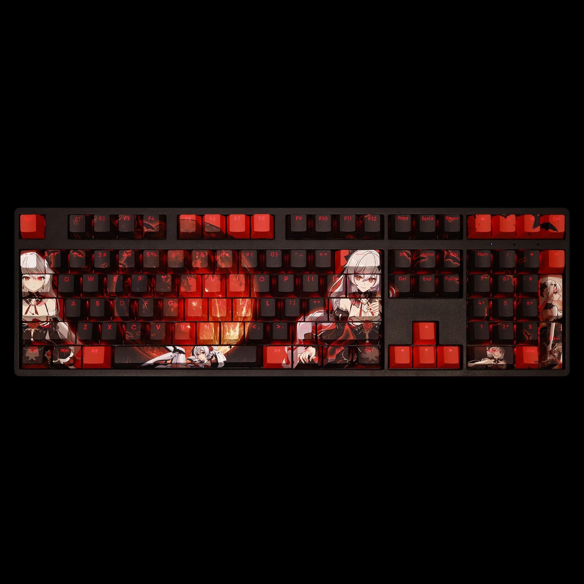 Theresa 108 Key Caps Honkai Impact PBT DYE Sublimation Light Transmitting Cherry Switch Cross Key Cover for Mechanical Keyboard