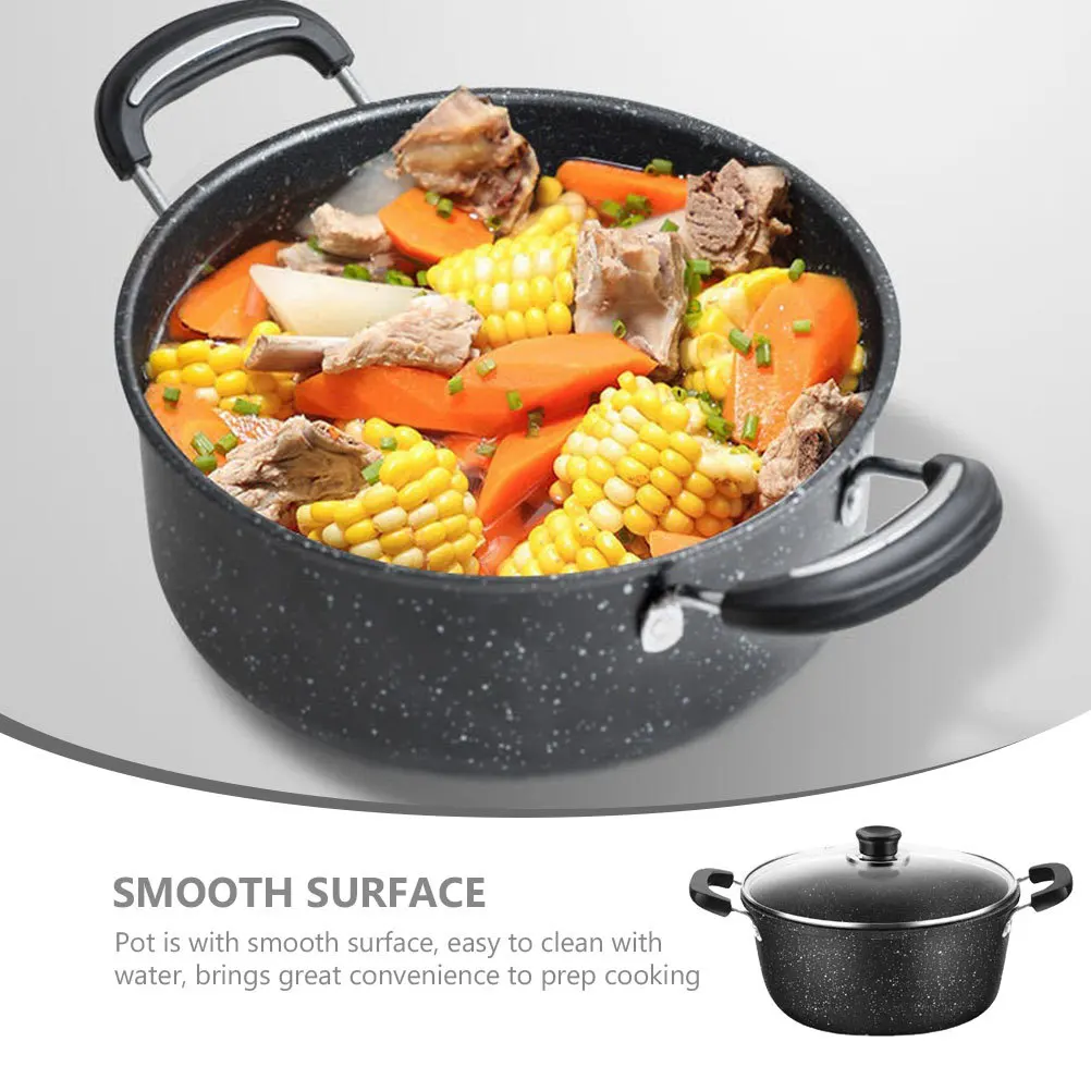 

Soup Non-Stick Iron Material Sturdy Lidded Cooking Pot For Kitchen Cookware Heat-Resistant Milk Pot Daily Use Saucepan