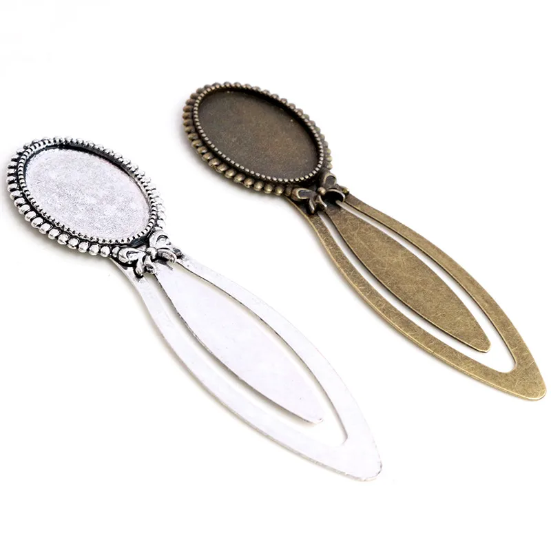 New Fashion 2pcs 18x25mm Inner Size Antique Silver Plated Flower Style Handmade Bookmark Cabochon Base  Cameo Setting