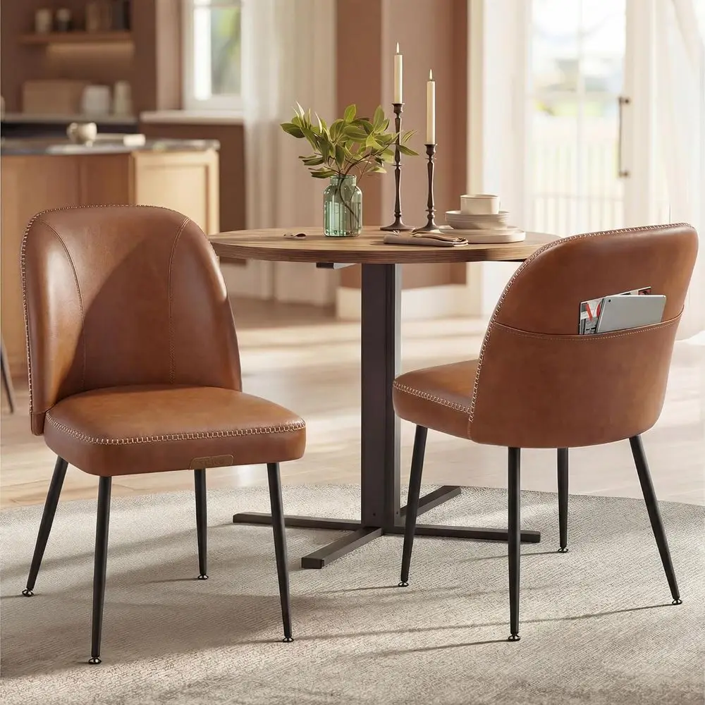 EKHO Collection - Dining Chairs t o 2, Upholstered Kitchen Chairs, Comortale at, Synthetic Leather with Stitching, -Century ern,