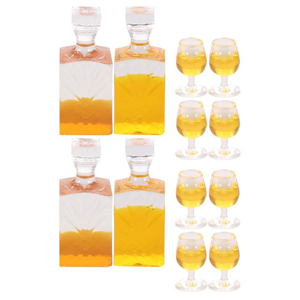 

4Sets Miniature Wine Bottles Realistic Simulated Liquor Bottles for Mini House Decor Desktop Props Pretend Play Ornaments
