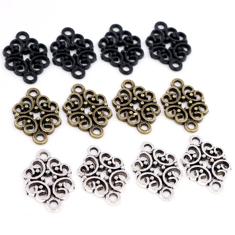 20x13mm 20 stücke antik versilbert/Bronze/schwarz Farbe Blumen stil Stecker hand gefertigte Charms Anhänger: DIY für Armband Halskette