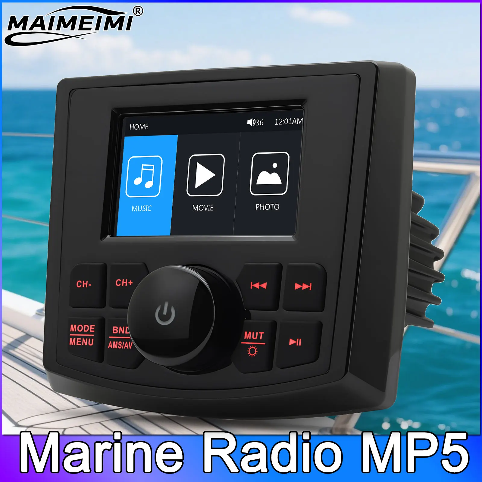  راديو بحري MP5 لـ ATV UTV SPA RZR قارب راديو ستيريو 3 بوصة عرض الوسائط مشغل فيديو مقاوم للماء بلوتوث متوافق AUX #1