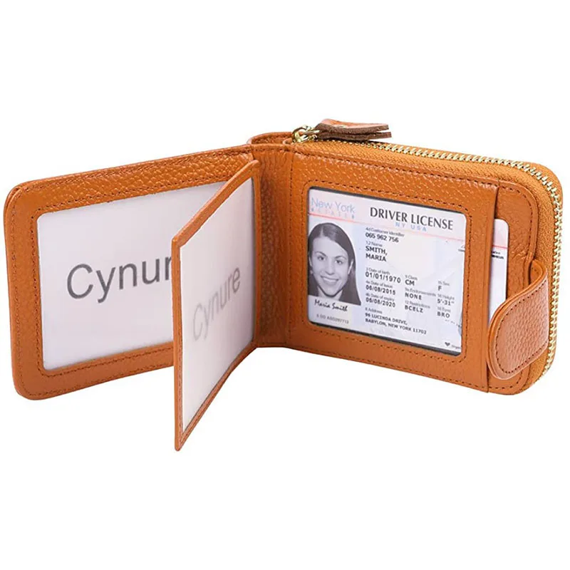fashion genuine leather credit card holder zipper hasp ID card wallet purse
