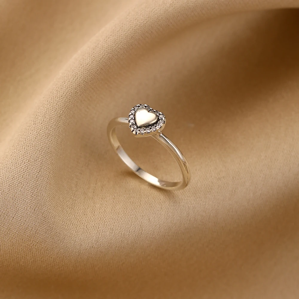 Women's 925 Sterling Silver Heart-Shaped Pearl Bow Ring