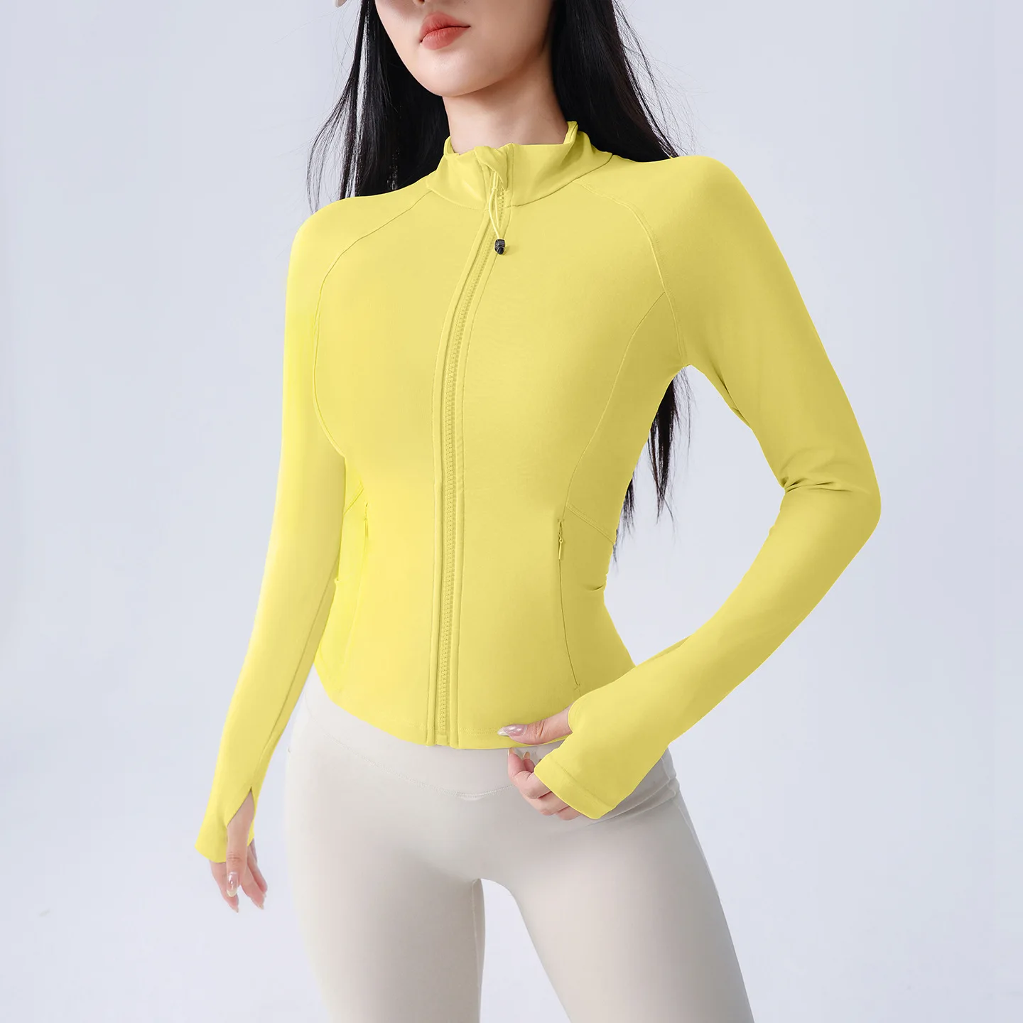 

Women’s Summer Stand-Collar Zip Sports Jacket, Slim UV-Proof Long-Sleeve Yoga Top for Running & Gym Workouts