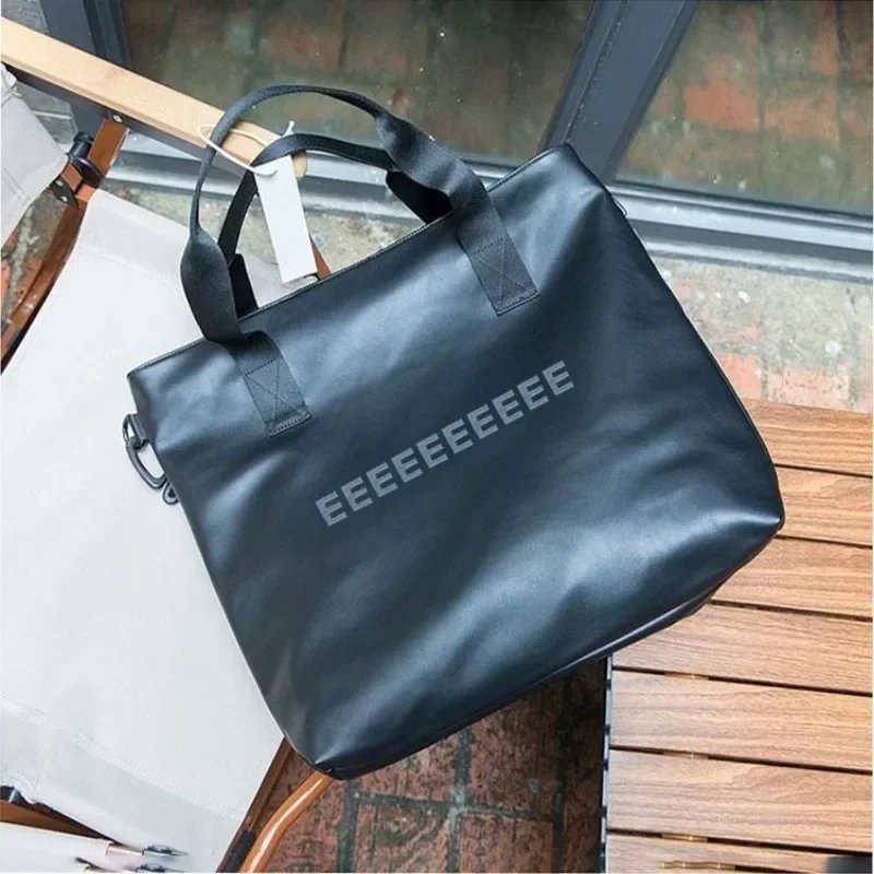 Luxury Brand Men's Top-Handle Bags 3D Embossed Letter Logo Tote Bags Fashion Design Men's PU Leather Large Capacity Shoulder Bag