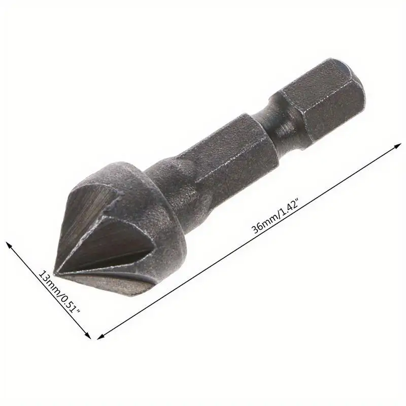 3PCS 90 Degree Countersink Drill Bit 1/4 Hex Shank Woodworking Chamfer Cutter Remove Burrs