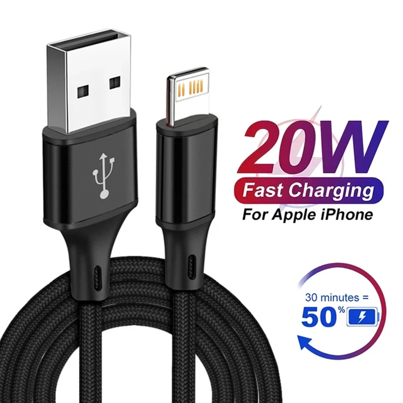 3m Ultra Long Fast Charging USB Cable for iPhone 14 8 7 Plus 13 12 11 Pro Max XS XR X 3A 20W USB Charger Data Cable Braided Wire