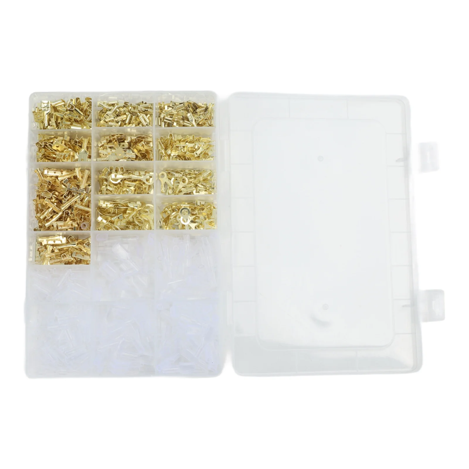 1000PCS Brass Coated Male Female Crimp Terminals 2.8mm 4.8mm 6.3mm with Insulating Sleeves for Electrical Connection Projects