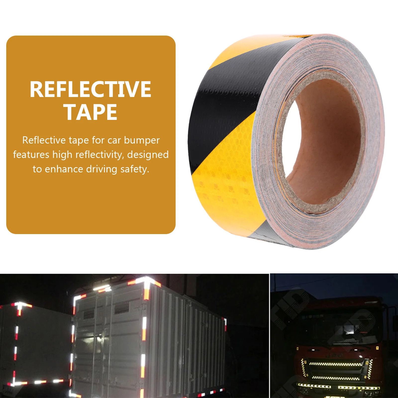 

Reflective Tape 5cmx25m Yellow Black Stripes High Visibility Safety Stickers for Car Truck Trailer PVC PET Durable Scratch