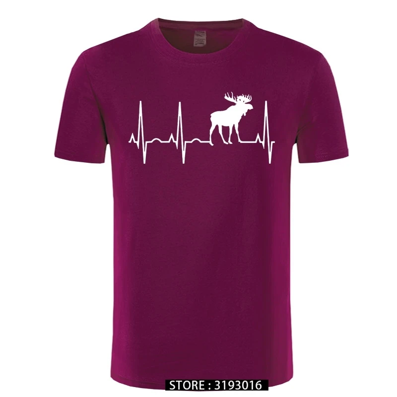 Moose Heartbeat Shirt For Moose Lovers Moose T Shirt Summer Men's Short Sleeve T-Shirt Funny Tees Cotton Tops T Shirt image 3