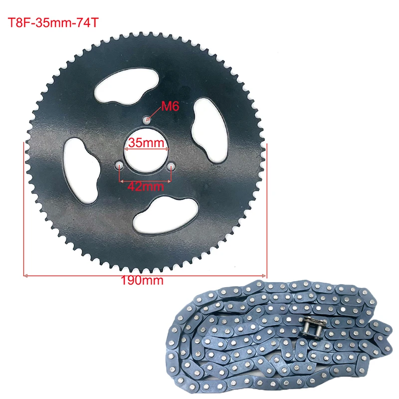 T8F 38T 44T 54T 64T 74T Rear Chain Sprocket T8F 136link Chain 26mm 29mm 35mm 54mm For 47cc 49cc Pocket Bike Mini Moto Quad ATV