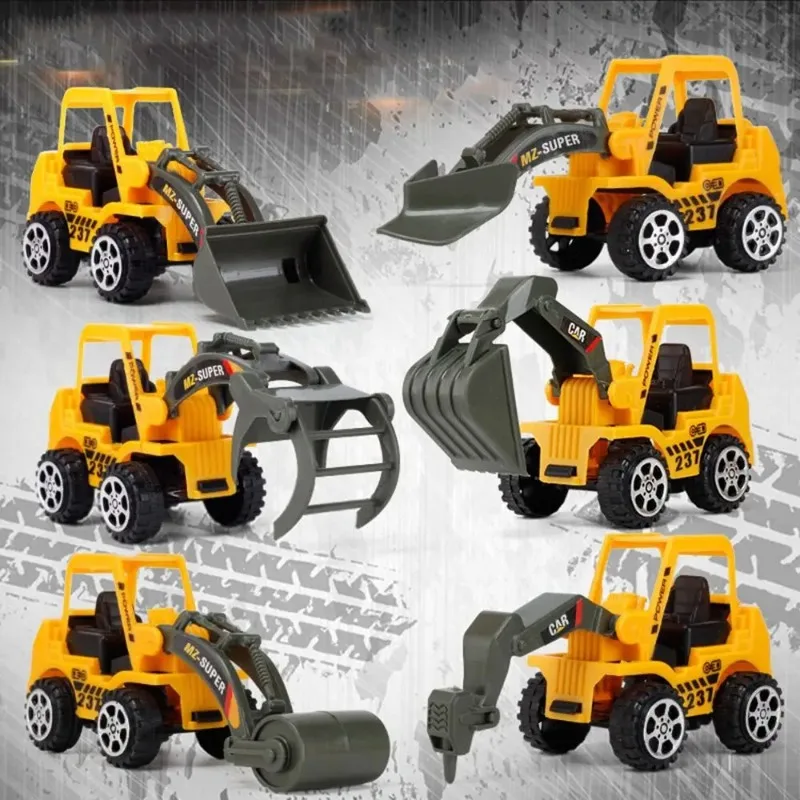 

6Pcs Engineering Vehicles Toys Car Model Forklift Toy Vehicle Excavator Diecast Car Models Mini Car Home Decor Children's Gift