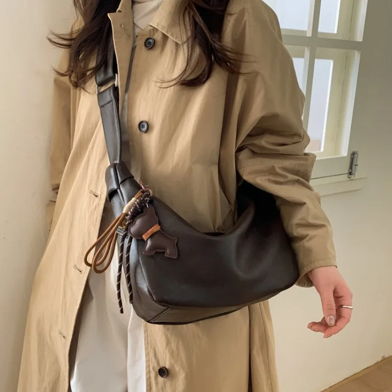 

Women Luxury Messenger Purse Shopper Solid Color Commuter Bag Elegant Leather Diaper Bag Large Capacity Classic