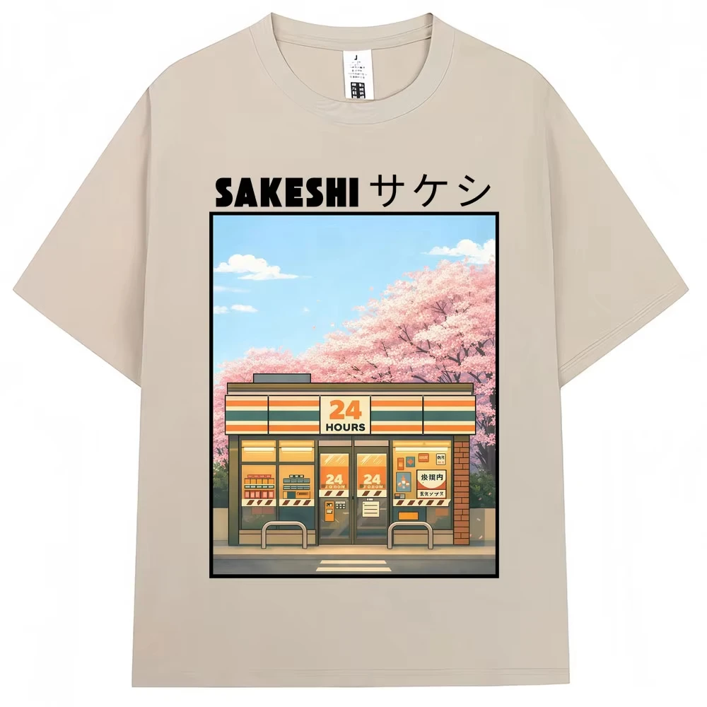 Japanese Style Konbini Convenience Store Graphic T Shirts Men Women Fashion Tokyo T-shirts Oversized Cotton Casual T Shirt Gifts