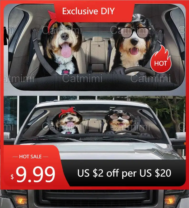 Bernedoodle Car Sun Shade, Car Decoration, Bernedoodle Sun Shade, Bernedoodle Gift, Gifts For Him, Gifts For Her, Mom Gift MCL20