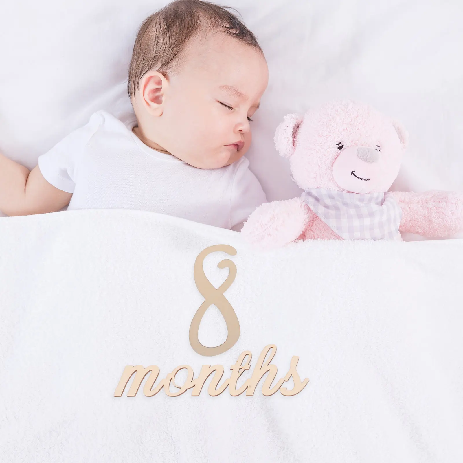 1Set Baby Growth Record Board Monthly Sign Photo Props Wood Number Cards Baby Birth Announcement Infant Milestones for Newborn