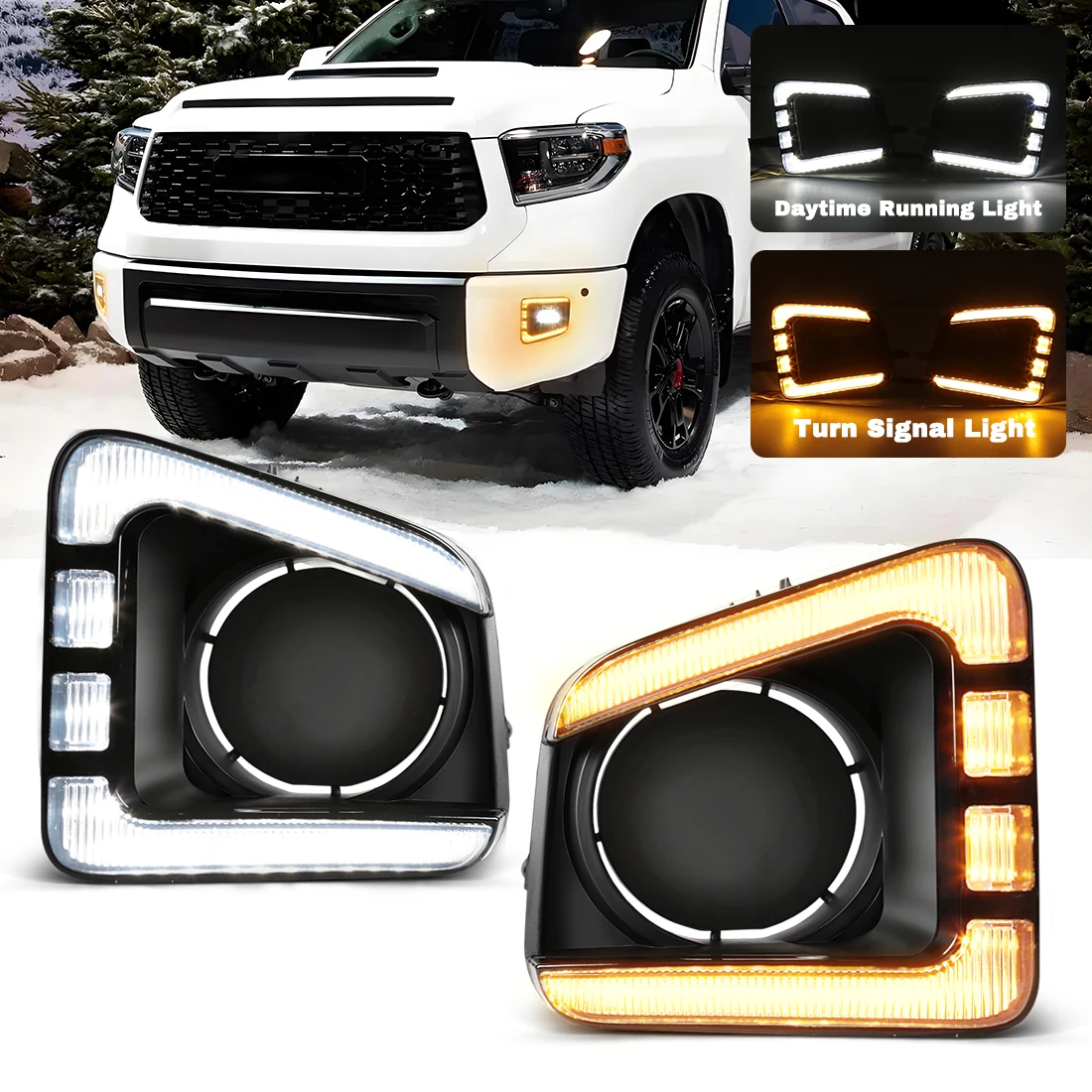 For Toyota Tacoma 2014 215 2016 2017 2018 2019 2020 2021 Car Daytime Running LightsStart-Up Animation DRL Turn Signal Fog Lamp