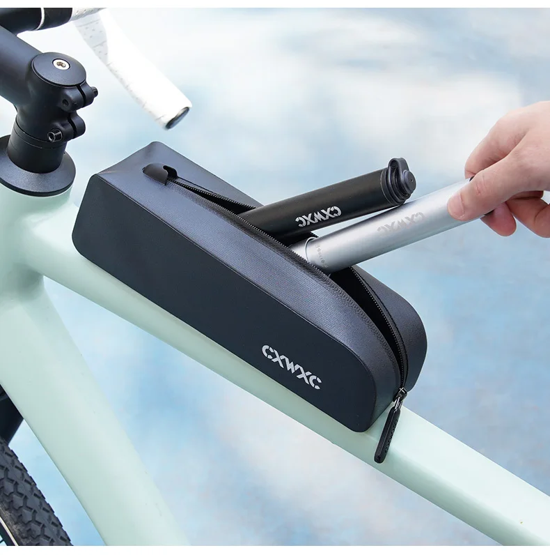 CXWXC Fahrrad-Tasche mit magnetischem Deckel, Oberrohrtasche mit Schrauben montiert und Riemen, Zwei-Wege-Installation, MTB, Rennrad, wasserdichte Frontrahmentasche – Detail 25