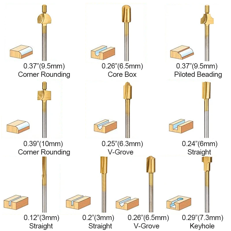 XCAN-HSSロータリーミリングカッター,3mmシャンク,チタンコーティング,木工ルータービット,ドレメル回転工具,カービングビット