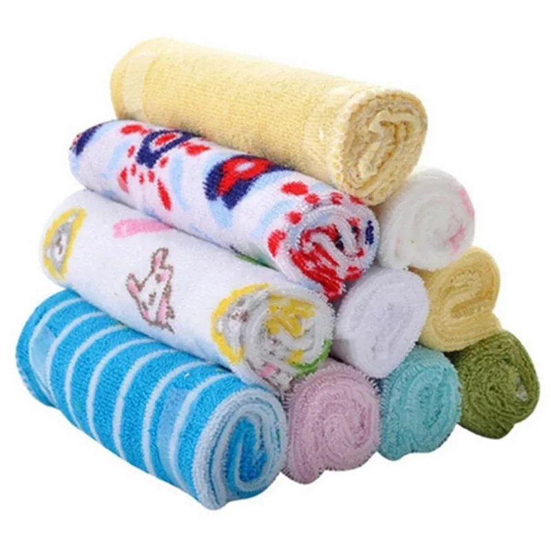 8 Pcs/Set Baby Colorful Towel Newborn Face Towel Wash Cloth Bathing Feeding Wipe Baby Handkerchief Toalla Soft Towels For Baby