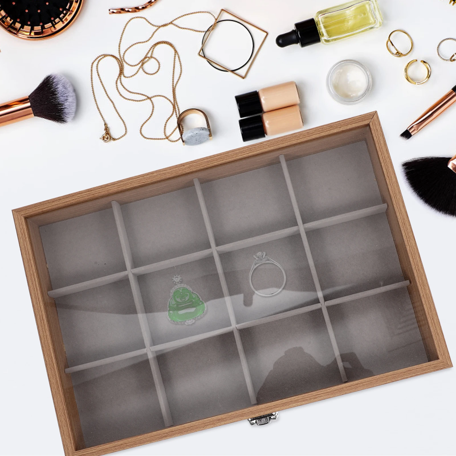 

Jewelry Organizer With Clear Lid Storage Container For Necklaces Earrings Bracelets Rings Desktop Table Top Gift Women Jewelry