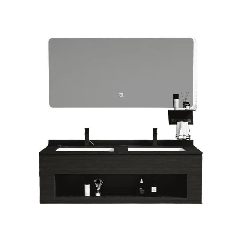 Metal Slate Bathroom Vanity with Smart Mirror Waterproof Undermount Sink Cabinet for Modern Washroom Direct Factory Supply