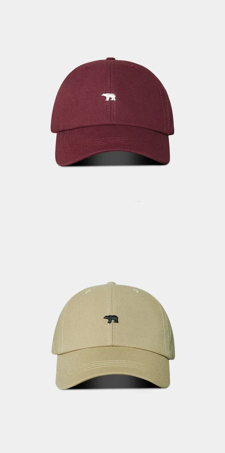 Sonnenhut mit Eisbär-Stickerei, Baumwoll-Baseballkappe, leicht, UV-Schutz für Frühling, Sommer, Herbst – Detail 5