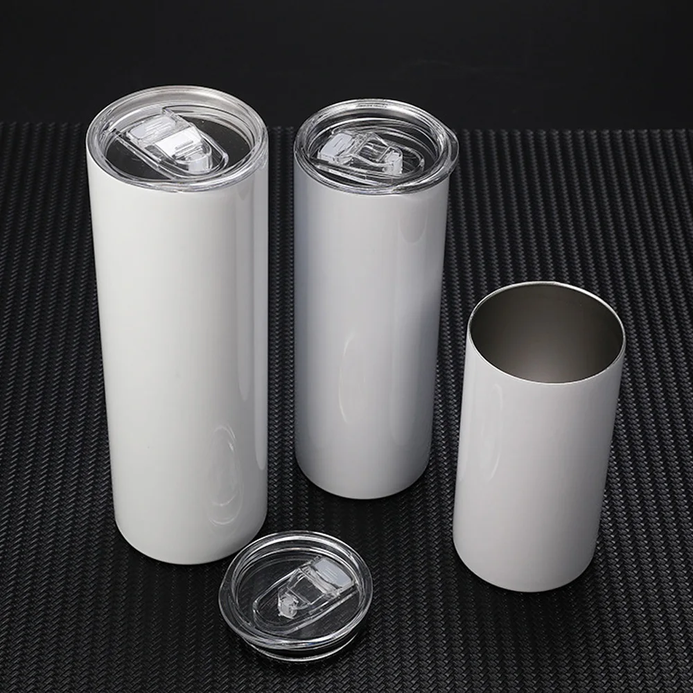 20oz/600ml Heat Sublimation Cup Stainless Steel Thermos Cup with Straw White DIY Insulated Tumbler Keep Cold Thermal