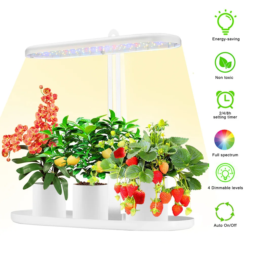 

10W Full Spectrum LED Grow Light 2/4/8H Auto On/Off Timer 4-Level Dimmable Height Adjustable for Home Indoor Desk Plant Lighting