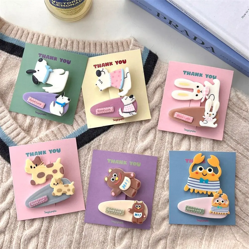 Animal Cartoon Mini Hair Clip Lovely Kawaii Candy Color Cute Barrettes Set Hairpin Duckbill Clip Bear BB Clip Dancing