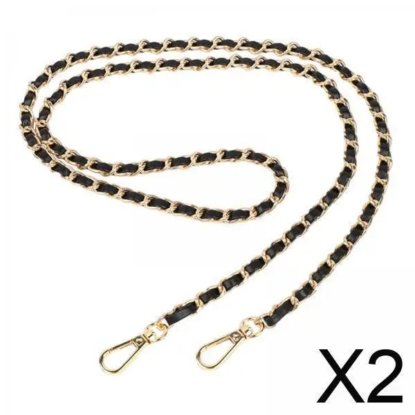 

2xMetal 123cm Purse Chain Strap Replacement Handbag Handle DIY Black
